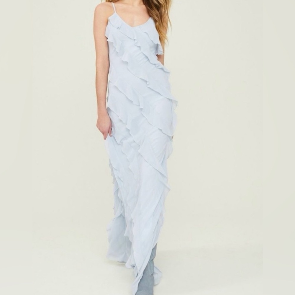 Altar’d State Light Blue Ruffle Maxi Dress - Size S